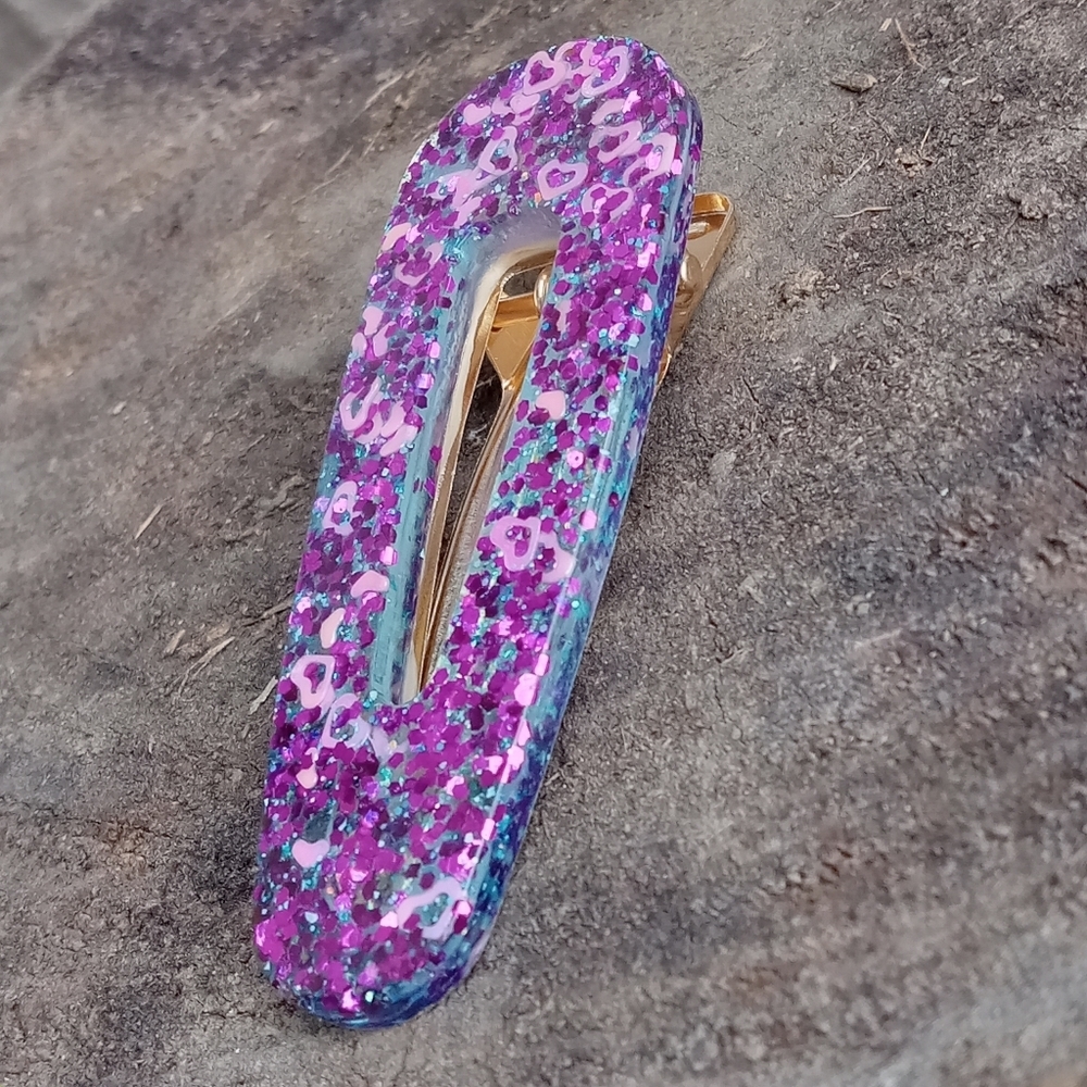 5/$25 Hand Crafted Purple Glitter Hair Clip - Picture 3 of 4